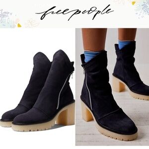 Free People "Jack" Zip Suede Boots, blue